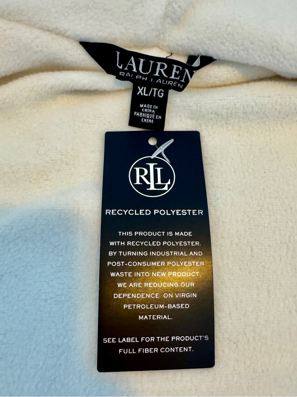 Lauren Ralph Lauren NWT Cream w Gold Trim Microfleece Monogrammed Robe XL - Picture 9 of 12